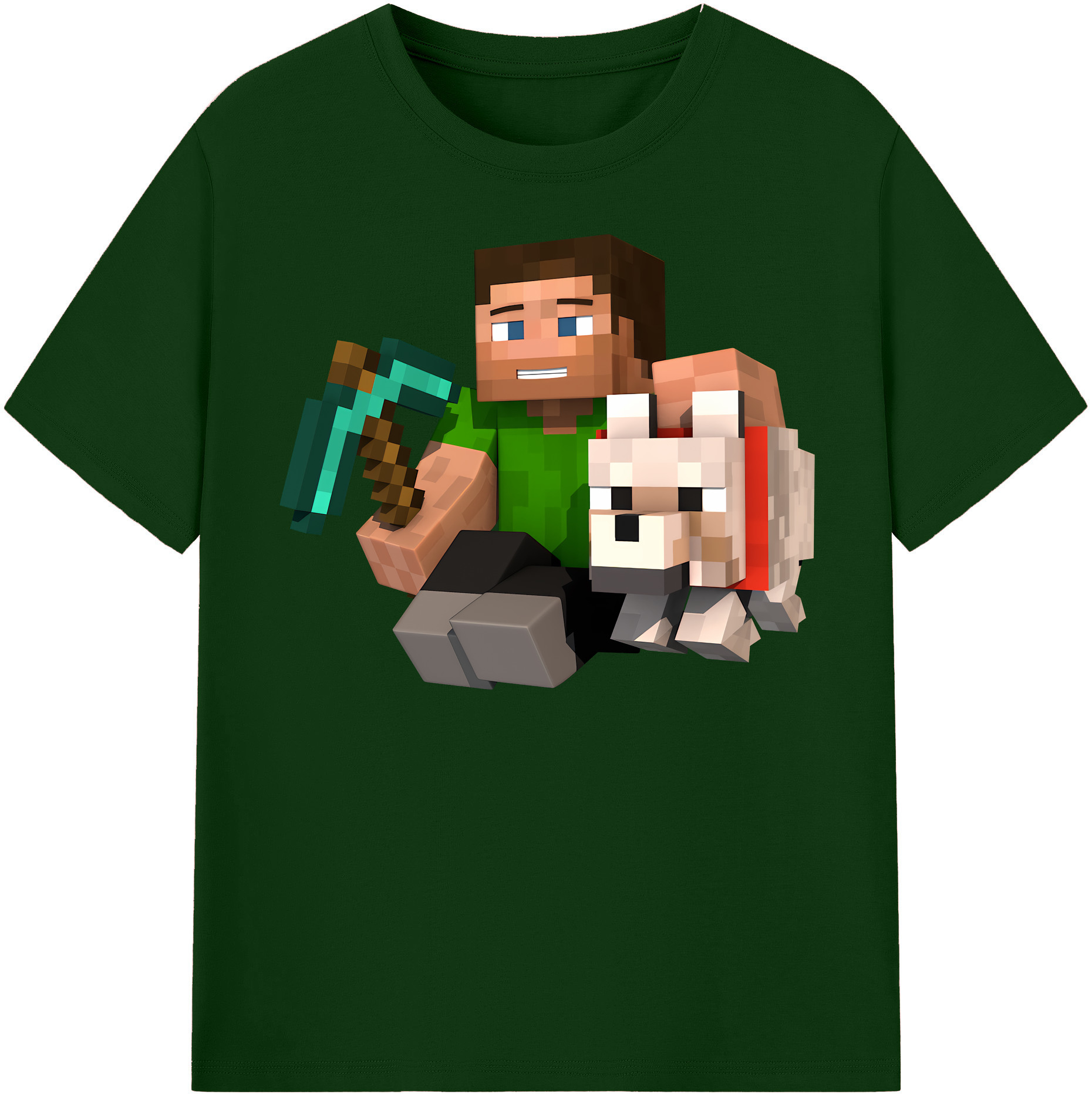 （画像用） マインクラフト ブロックの世界 Minecraft MC Block world 綿100％半袖Tシャツ（フロントプリント）